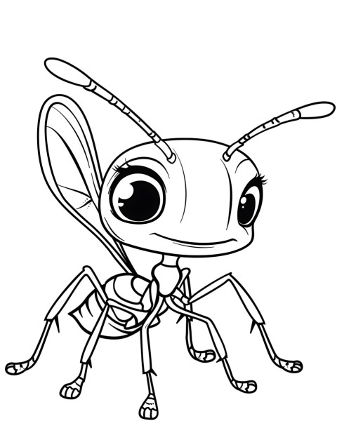 Cute Ant Coloring Book Pages Simple Hand Drawn Animal illustration Line Art Outline Black and White (60)