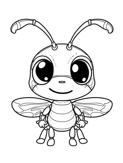 Cute Ant Coloring Book Pages Simple Hand Drawn Animal illustration Line Art Outline Black and White (75)
