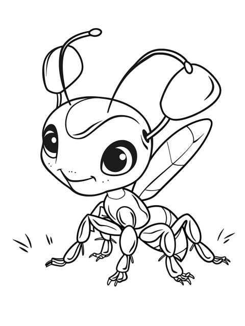 Cute Ant Coloring Book Pages Simple Hand Drawn Animal illustration Line Art Outline Black and White (73)