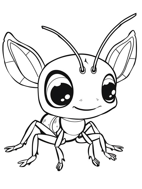 Cute Ant Coloring Book Pages Simple Hand Drawn Animal illustration Line Art Outline Black and White (99)