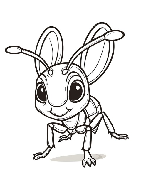 Cute Ant Coloring Book Pages Simple Hand Drawn Animal illustration Line Art Outline Black and White (54)