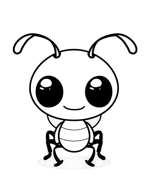 Cute Ant Coloring Book Pages Simple Hand Drawn Animal illustration Line Art Outline Black and White (126)
