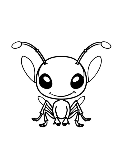 Cute Ant Coloring Book Pages Simple Hand Drawn Animal illustration Line Art Outline Black and White (119)