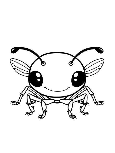 Cute Ant Coloring Book Pages Simple Hand Drawn Animal illustration Line Art Outline Black and White (111)