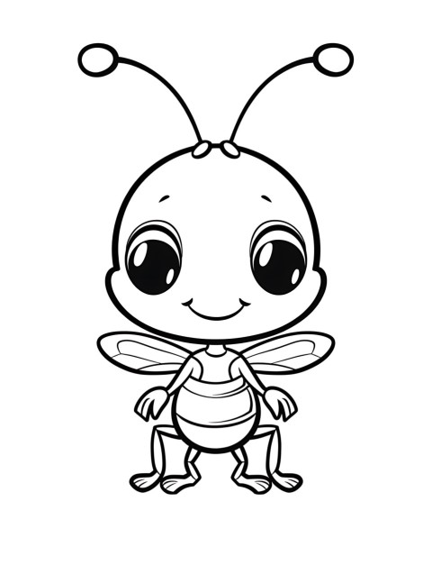 Cute Ant Coloring Book Pages Simple Hand Drawn Animal illustration Line Art Outline Black and White (145)