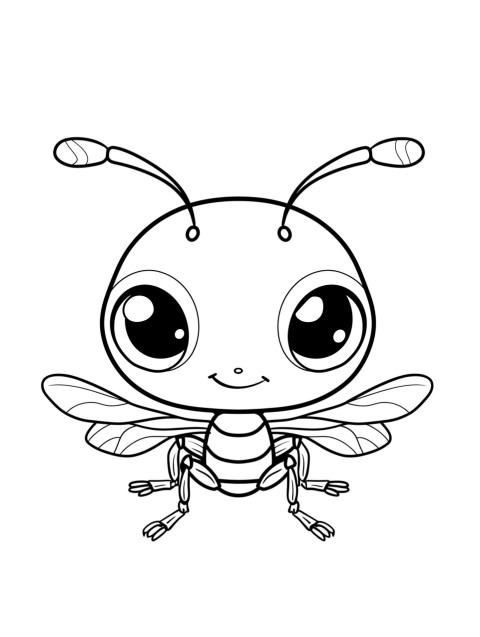Cute Ant Coloring Book Pages Simple Hand Drawn Animal illustration Line Art Outline Black and White (123)
