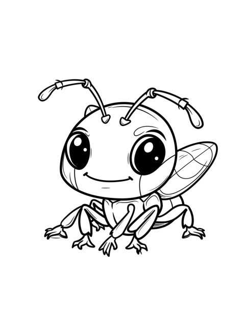 Cute Ant Coloring Book Pages Simple Hand Drawn Animal illustration Line Art Outline Black and White (130)