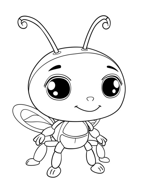 Cute Ant Coloring Book Pages Simple Hand Drawn Animal illustration Line Art Outline Black and White (146)
