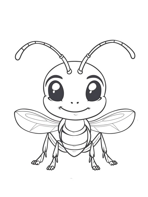 Cute Ant Coloring Book Pages Simple Hand Drawn Animal illustration Line Art Outline Black and White (137)