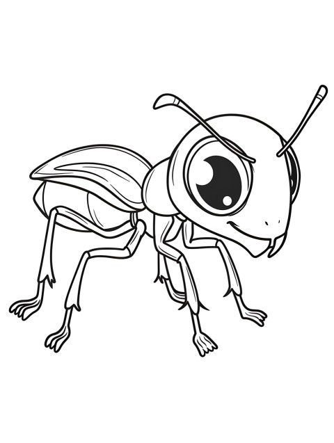 Cute Ant Coloring Book Pages Simple Hand Drawn Animal illustration Line Art Outline Black and White (124)