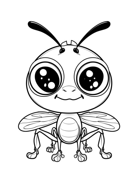 Cute Ant Coloring Book Pages Simple Hand Drawn Animal illustration Line Art Outline Black and White (117)