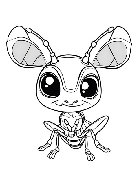Cute Ant Coloring Book Pages Simple Hand Drawn Animal illustration Line Art Outline Black and White (131)