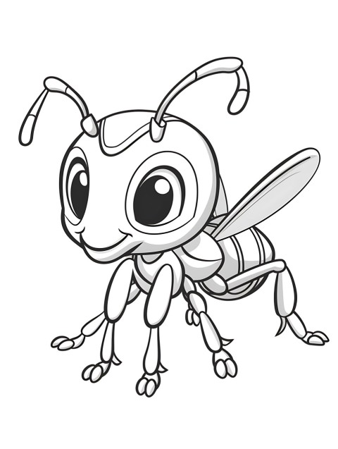 Cute Ant Coloring Book Pages Simple Hand Drawn Animal illustration Line Art Outline Black and White (115)