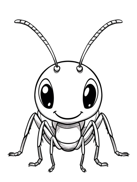Cute Ant Coloring Book Pages Simple Hand Drawn Animal illustration Line Art Outline Black and White (121)