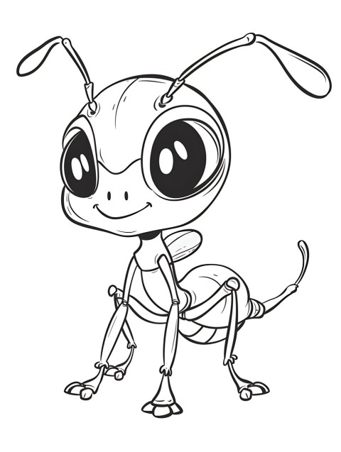 Cute Ant Coloring Book Pages Simple Hand Drawn Animal illustration Line Art Outline Black and White (140)