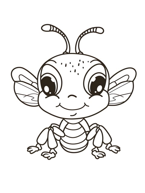 Cute Ant Coloring Book Pages Simple Hand Drawn Animal illustration Line Art Outline Black and White (134)