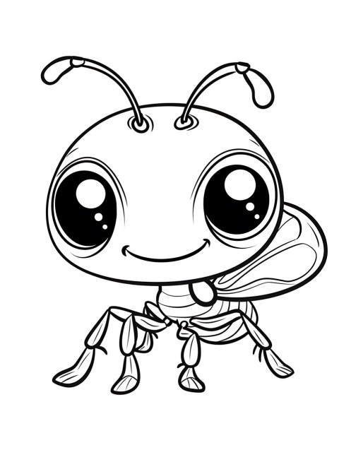 Cute Ant Coloring Book Pages Simple Hand Drawn Animal illustration Line Art Outline Black and White (104)