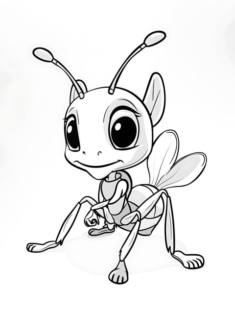 Cute Ant Coloring Book Pages Simple Hand Drawn Animal illustration Line Art Outline Black and White (147)