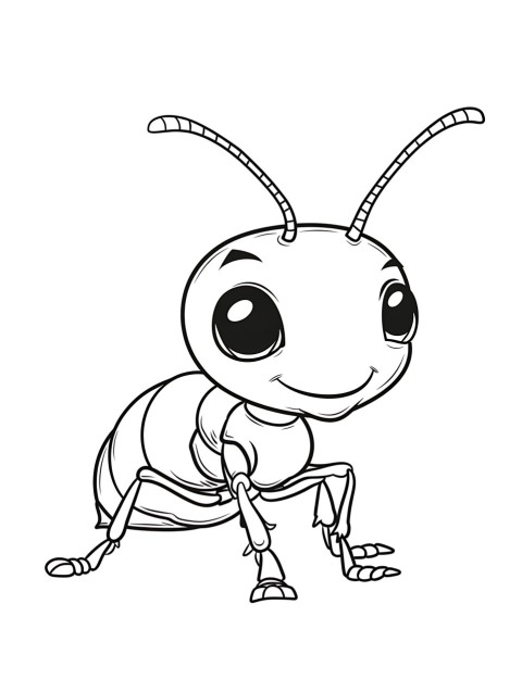 Cute Ant Coloring Book Pages Simple Hand Drawn Animal illustration Line Art Outline Black and White (152)
