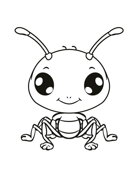 Cute Ant Coloring Book Pages Simple Hand Drawn Animal illustration Line Art Outline Black and White (165)