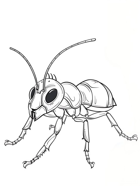 Cute Ant Coloring Book Pages Simple Hand Drawn Animal illustration Line Art Outline Black and White (153)