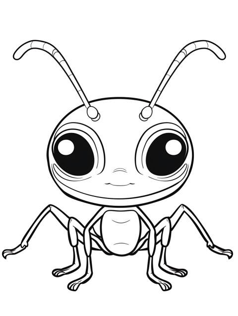 Cute Ant Coloring Book Pages Simple Hand Drawn Animal illustration Line Art Outline Black and White (174)