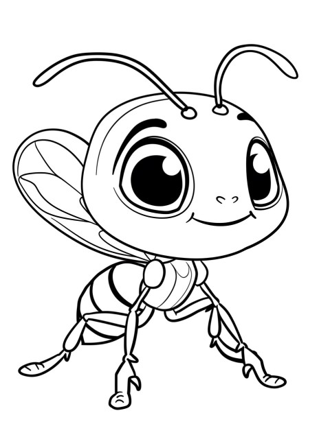 Cute Ant Coloring Book Pages Simple Hand Drawn Animal illustration Line Art Outline Black and White (151)