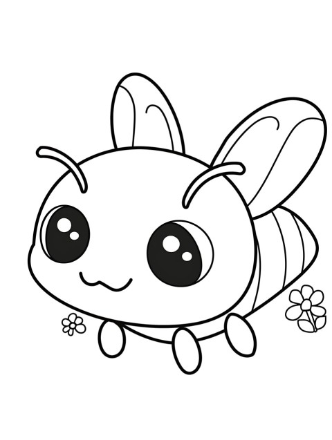 Cute Bee Coloring Book Pages Simple Hand Drawn Animal illustration Line Art Outline Black and White (5)
