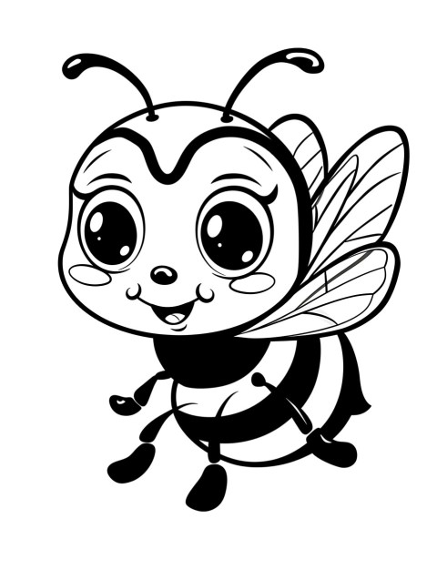 Cute Bee Coloring Book Pages Simple Hand Drawn Animal illustration Line Art Outline Black and White (14)