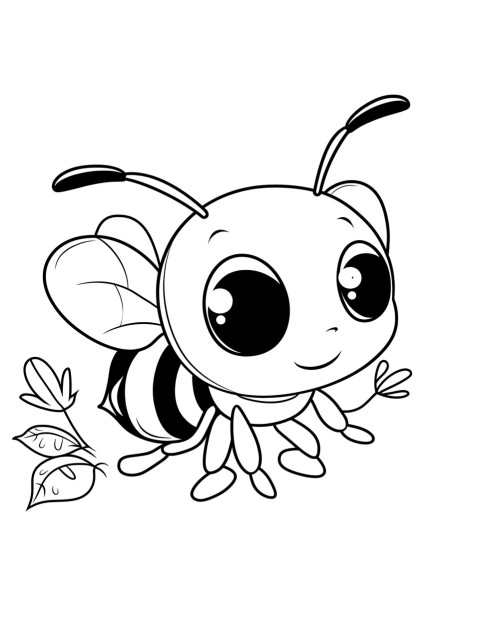 Cute Bee Coloring Book Pages Simple Hand Drawn Animal illustration Line Art Outline Black and White (21)