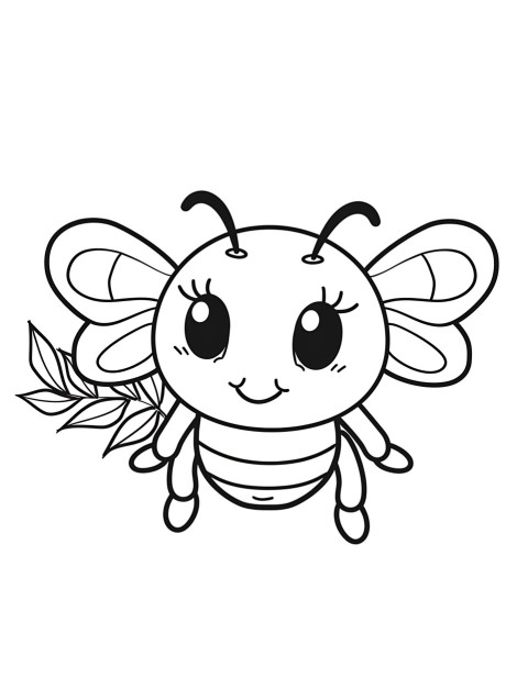 Cute Bee Coloring Book Pages Simple Hand Drawn Animal illustration Line Art Outline Black and White (40)