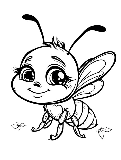 Cute Bee Coloring Book Pages Simple Hand Drawn Animal illustration Line Art Outline Black and White (13)