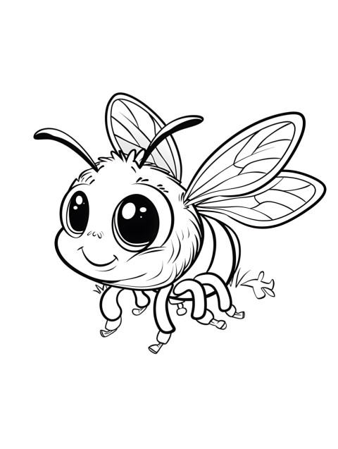 Cute Bee Coloring Book Pages Simple Hand Drawn Animal illustration Line Art Outline Black and White (4)