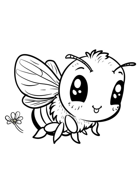 Cute Bee Coloring Book Pages Simple Hand Drawn Animal illustration Line Art Outline Black and White (42)