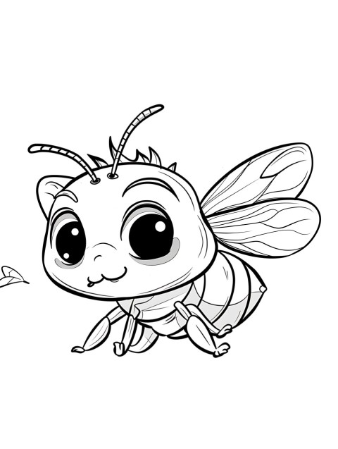 Cute Bee Coloring Book Pages Simple Hand Drawn Animal illustration Line Art Outline Black and White (29)