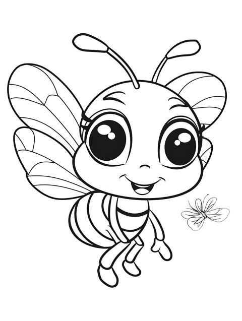 Cute Bee Coloring Book Pages Simple Hand Drawn Animal illustration Line Art Outline Black and White (38)