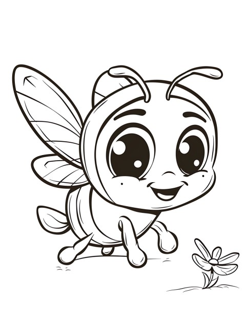Cute Bee Coloring Book Pages Simple Hand Drawn Animal illustration Line Art Outline Black and White (22)