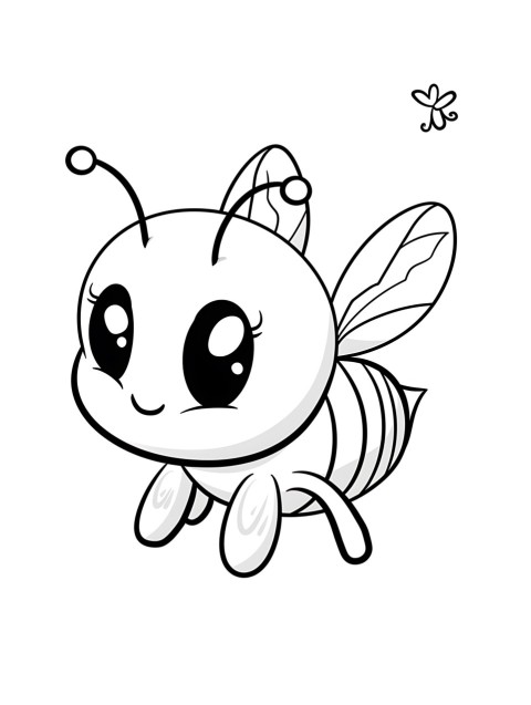 Cute Bee Coloring Book Pages Simple Hand Drawn Animal illustration Line Art Outline Black and White (93)