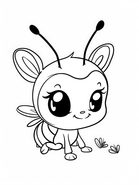 Cute Bee Coloring Book Pages Simple Hand Drawn Animal illustration Line Art Outline Black and White (51)