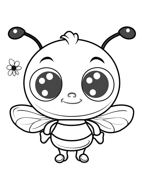 Cute Bee Coloring Book Pages Simple Hand Drawn Animal illustration Line Art Outline Black and White (56)