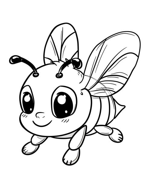 Cute Bee Coloring Book Pages Simple Hand Drawn Animal illustration Line Art Outline Black and White (72)