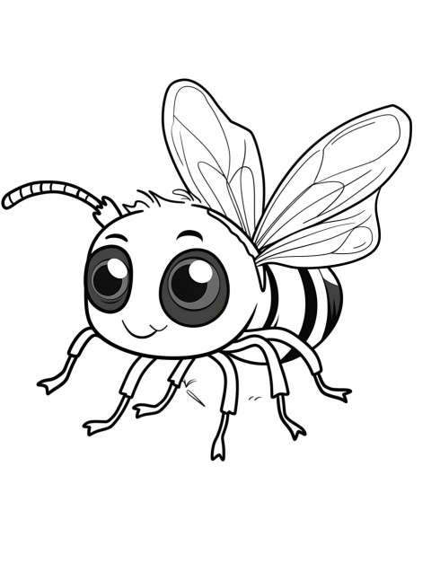 Cute Bee Coloring Book Pages Simple Hand Drawn Animal illustration Line Art Outline Black and White (92)