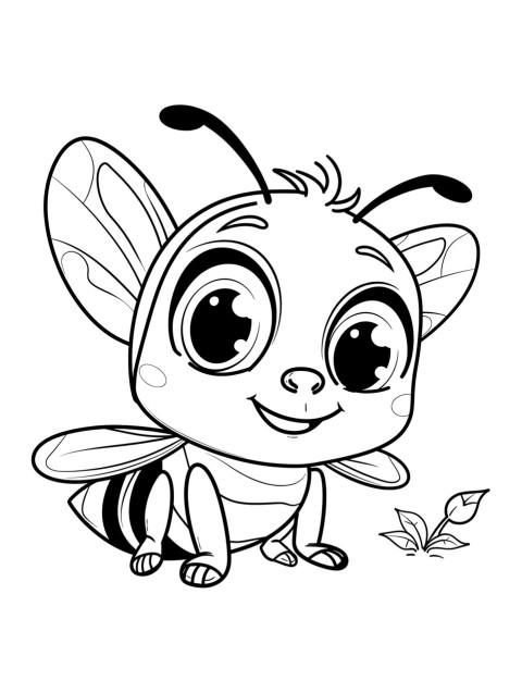 Cute Bee Coloring Book Pages Simple Hand Drawn Animal illustration Line Art Outline Black and White (61)