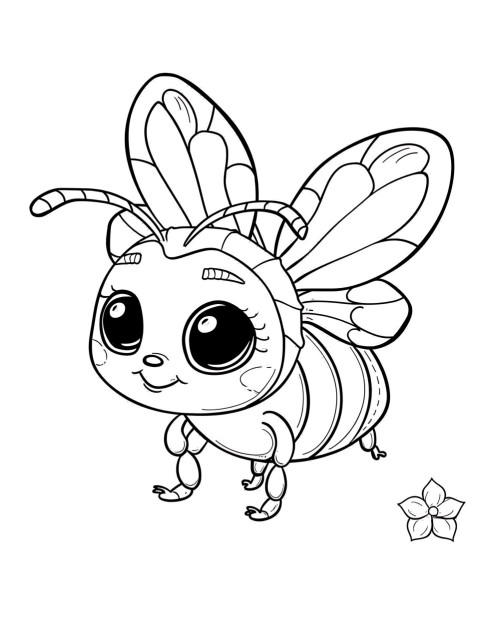 Cute Bee Coloring Book Pages Simple Hand Drawn Animal illustration Line Art Outline Black and White (57)