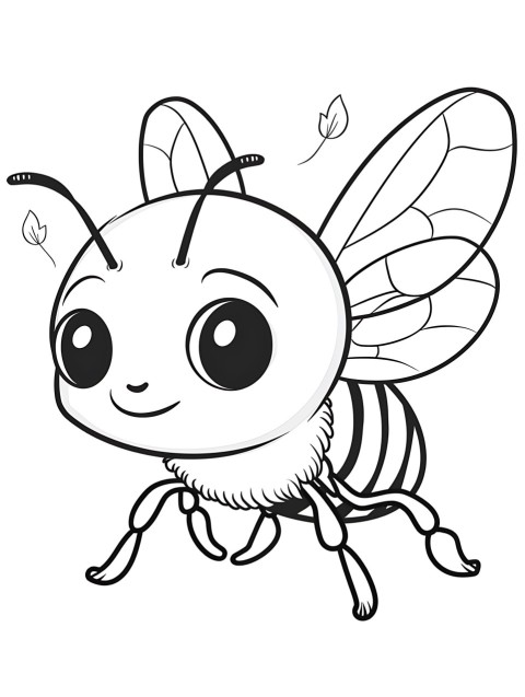 Cute Bee Coloring Book Pages Simple Hand Drawn Animal illustration Line Art Outline Black and White (65)