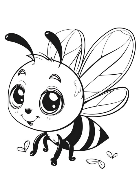 Cute Bee Coloring Book Pages Simple Hand Drawn Animal illustration Line Art Outline Black and White (66)
