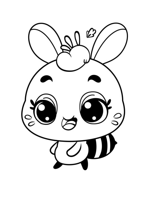 Cute Bee Coloring Book Pages Simple Hand Drawn Animal illustration Line Art Outline Black and White (131)