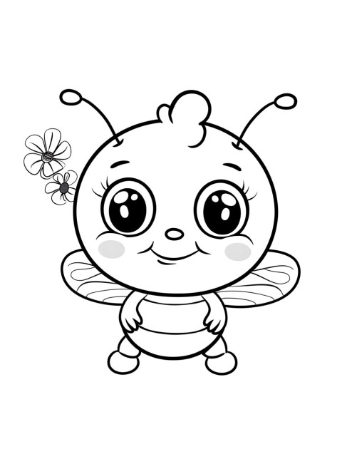Cute Bee Coloring Book Pages Simple Hand Drawn Animal illustration Line Art Outline Black and White (134)