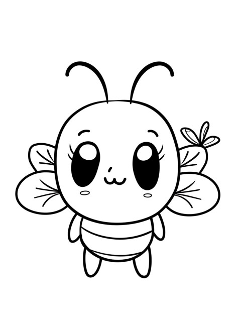 Cute Bee Coloring Book Pages Simple Hand Drawn Animal illustration Line Art Outline Black and White (147)