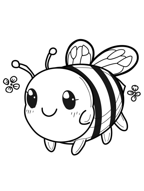 Cute Bee Coloring Book Pages Simple Hand Drawn Animal illustration Line Art Outline Black and White (119)